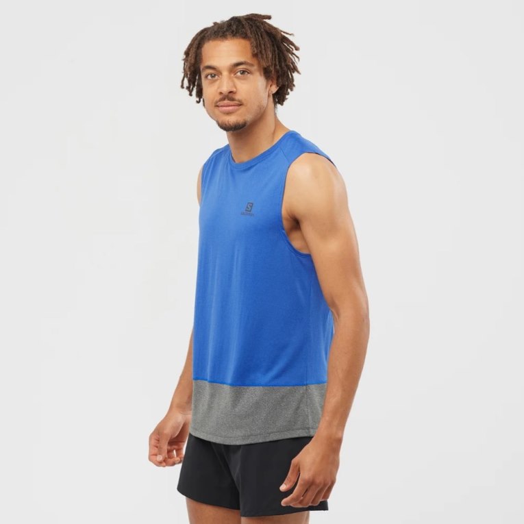 Tank Top Salomon Cross Run Hombre Azules Grises | MX WBVZ827